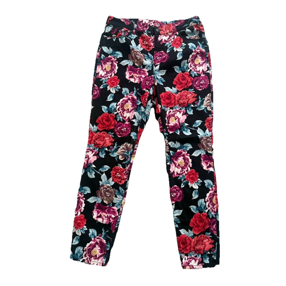 Chicos Womens Mid Rise Jegging Multicolor Floral Pattern Stretch Jeans Size 12 R